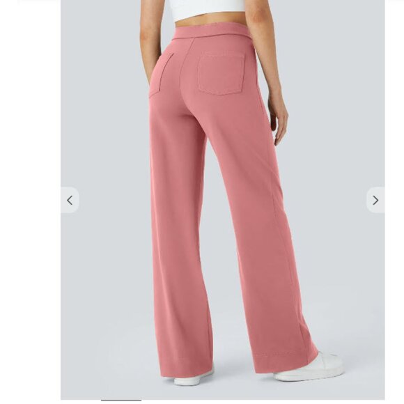 NWT Halara High Waisted Button Multiple Pockets Straight Leg Pink Pants - Picture 2 of 3